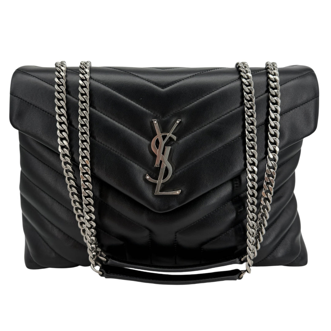 Saint Laurent Loulou Medium Chain Satchel – Black Y-Quilted Calfskin