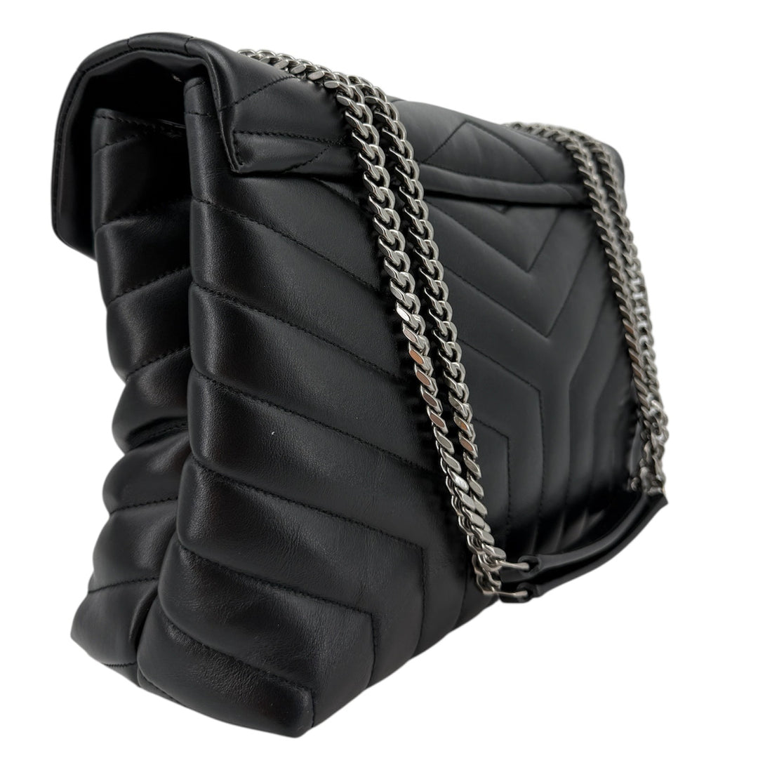 Saint Laurent Loulou Medium Chain Satchel – Black Y-Quilted Calfskin