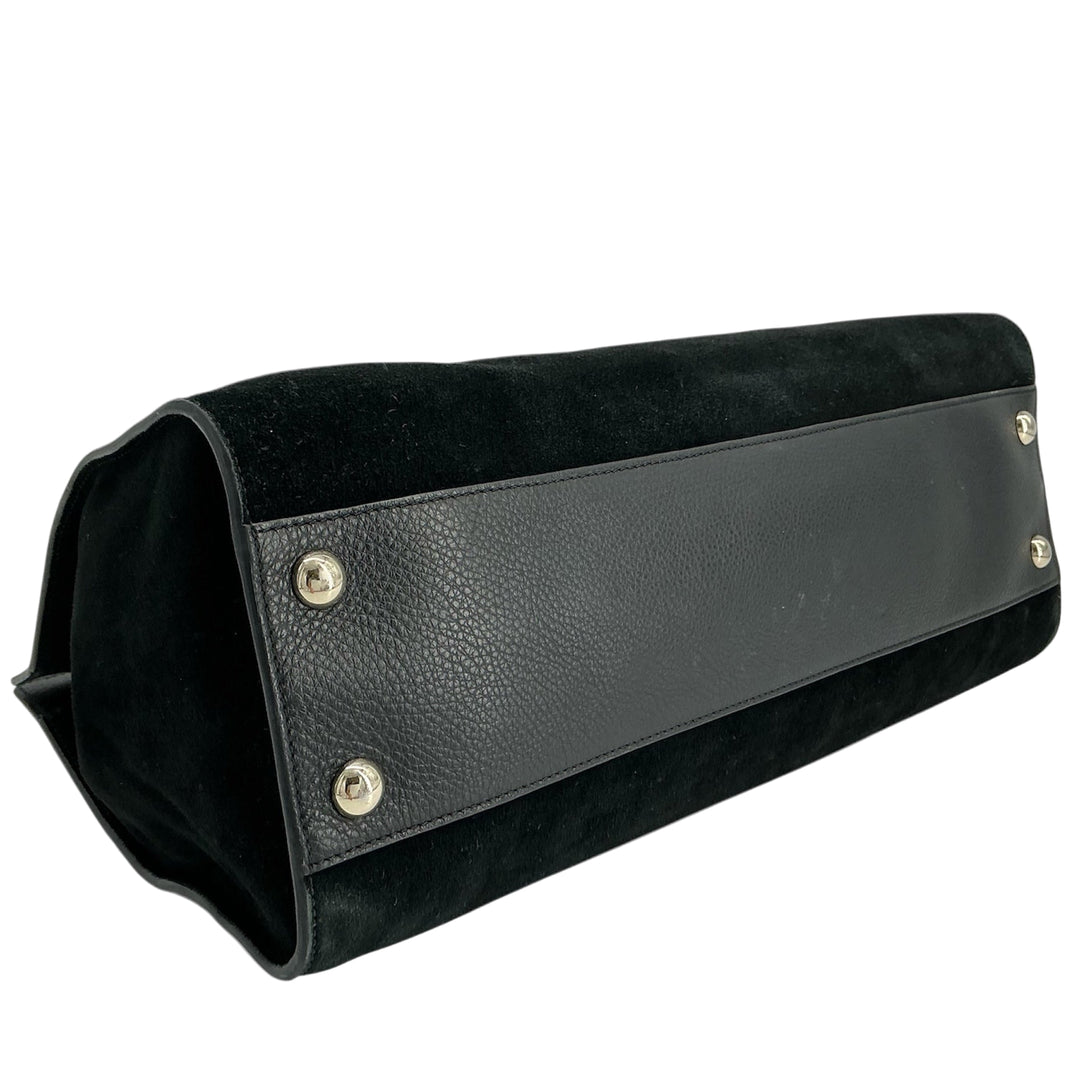 Jimmy Choo Riley Tote – Black Suede with Leather Handles