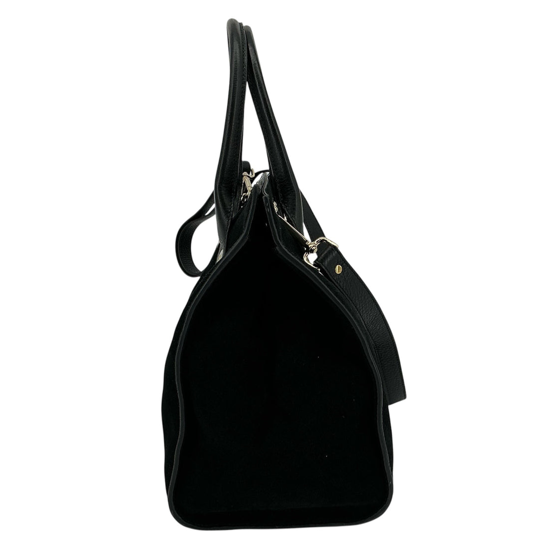 Jimmy Choo Riley Tote – Black Suede with Leather Handles