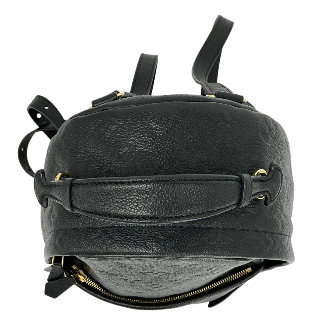 Louis Vuitton Empreinte Sorbonne Backpack from above, showcasing its exquisite noir black leather and elegant design.
