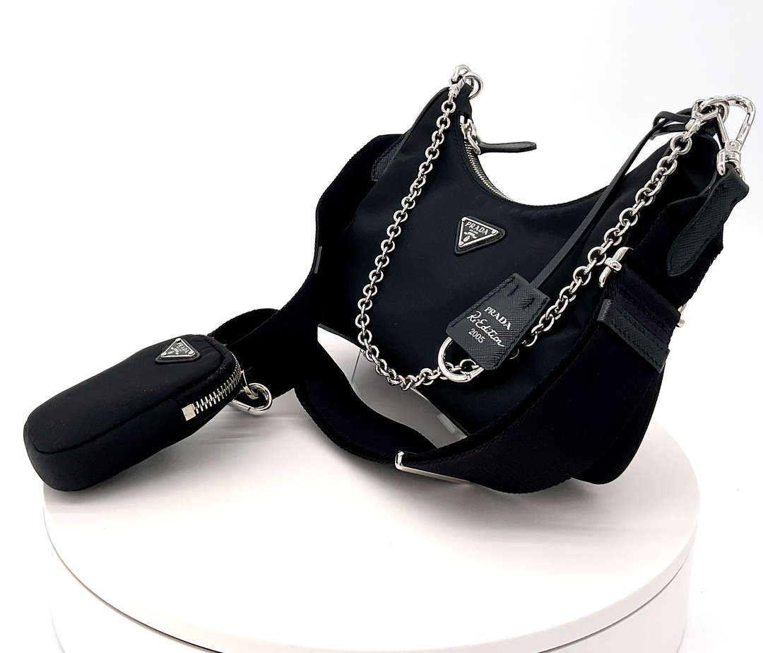 PRADA Nylon Re-Edition 2005 Shoulder Bag Black
