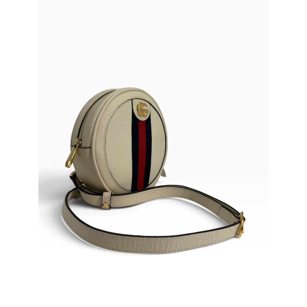 Gucci Ophidia mini round backpack Mystic White side angle