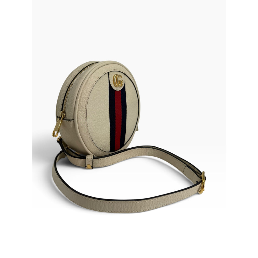 Gucci Ophidia mini round backpack with blue and red Web stripe