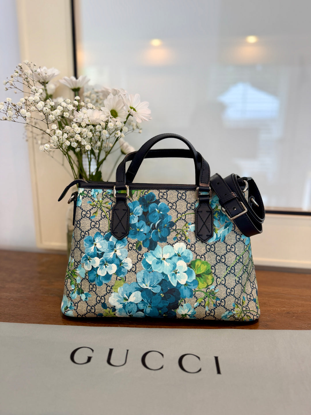 Gucci floral tote & LV Large Pochette