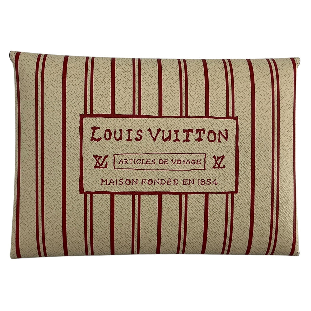 Back of Louis Vuitton Grace Coddington medium pouch with Articles de Voyage print