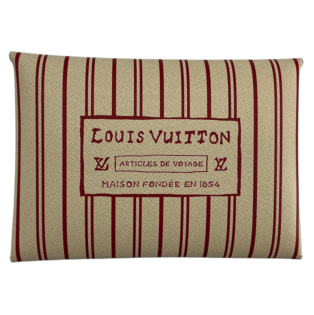 Back of Louis Vuitton Grace Coddington medium pouch with Articles de Voyage print