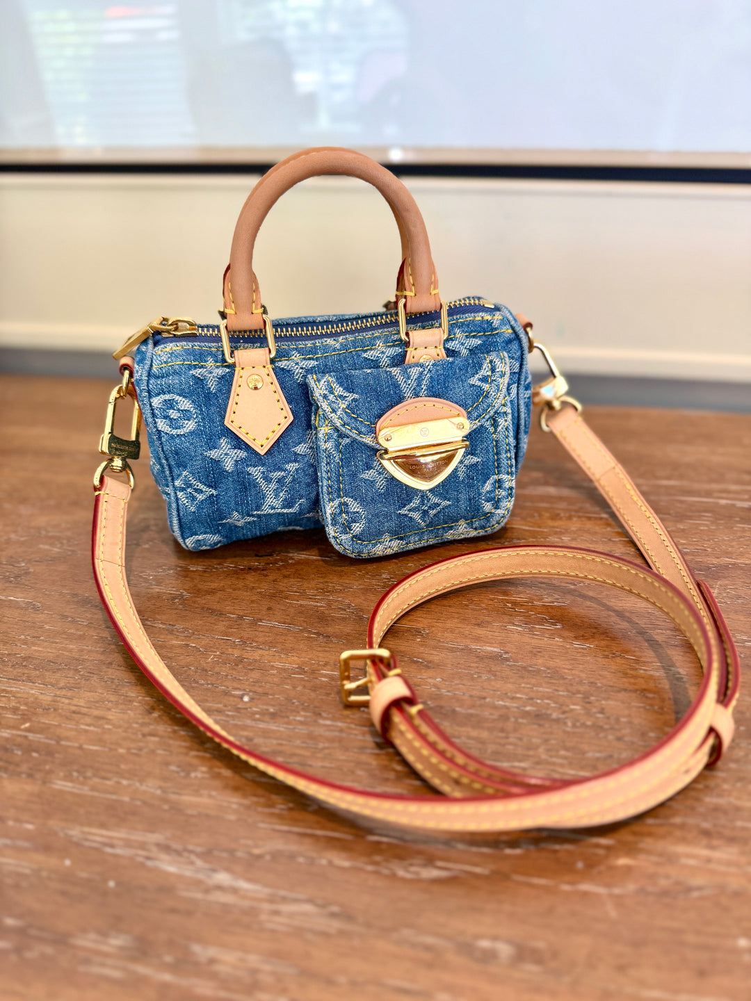 LV denim nano speedy