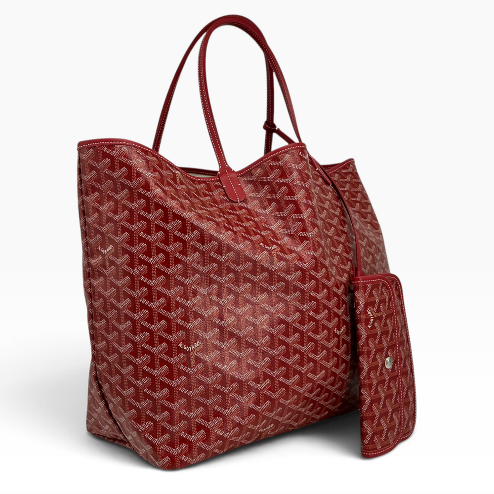 Goyard Saint Louis GM Red Goyardine tote front view with removable pouch