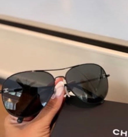Chanel Metal Aviator CC Sunglasses 4189-T-Q Black