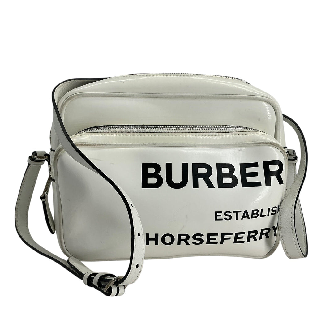 Burberry Horseferry Logo Print Camera Crossbody Bag White