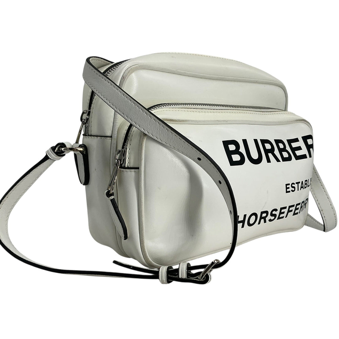Burberry Horseferry Logo Print Camera Crossbody Bag White
