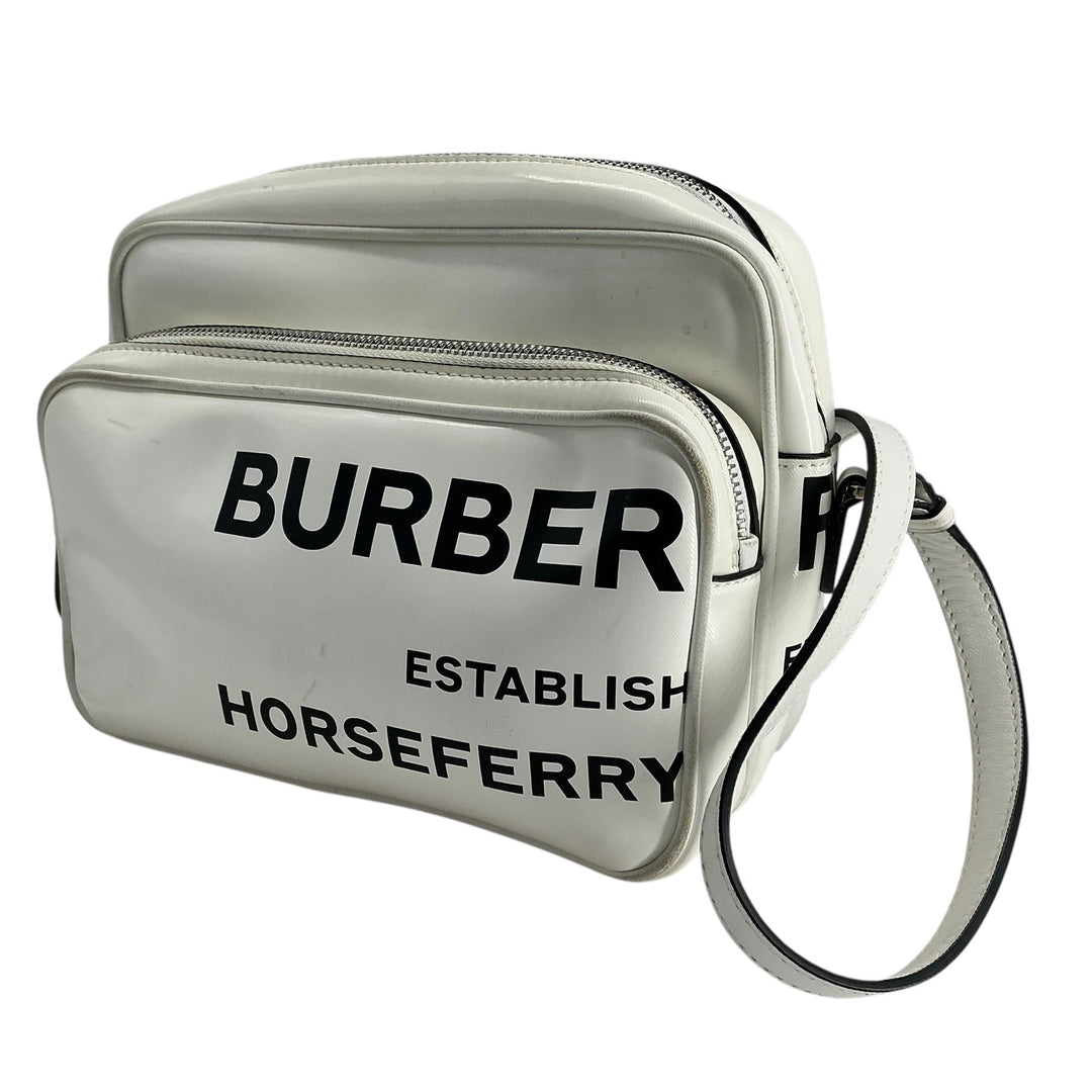 Burberry Horseferry Logo Print Camera Crossbody Bag White