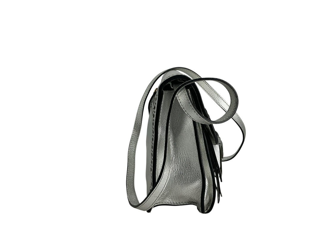 Burberry Macken Small Metallic Leather Fringe Crossbody Bag