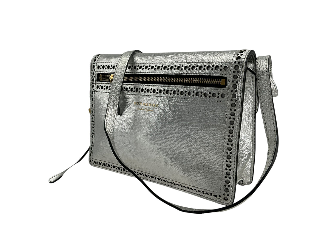 Burberry Macken Small Metallic Leather Fringe Crossbody Bag
