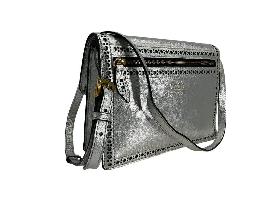 Burberry Macken Small Metallic Leather Fringe Crossbody Bag