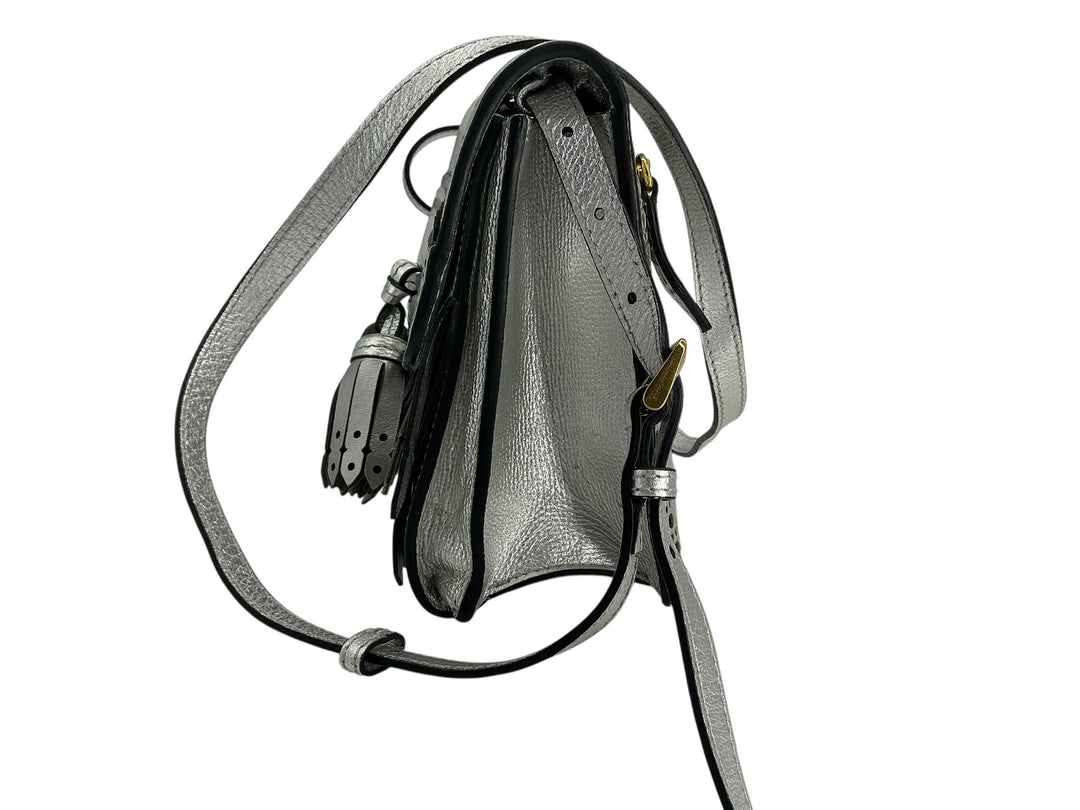 Burberry Macken Small Metallic Leather Fringe Crossbody Bag