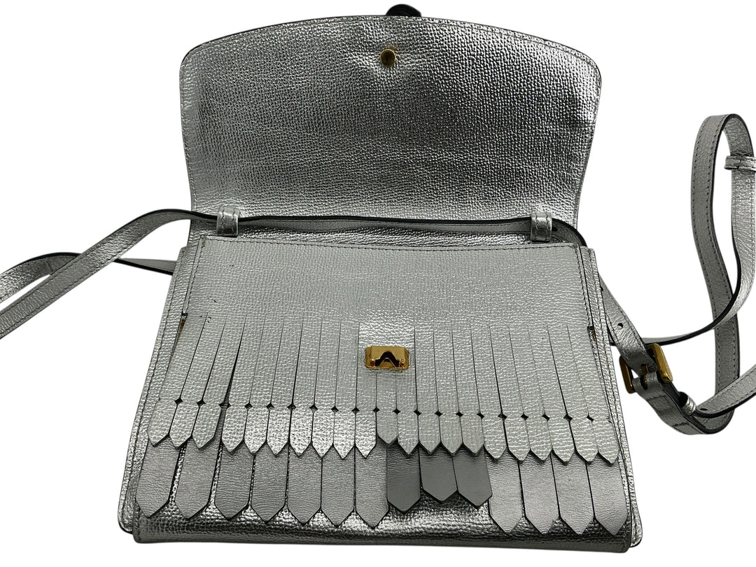 Burberry Macken Small Metallic Leather Fringe Crossbody Bag