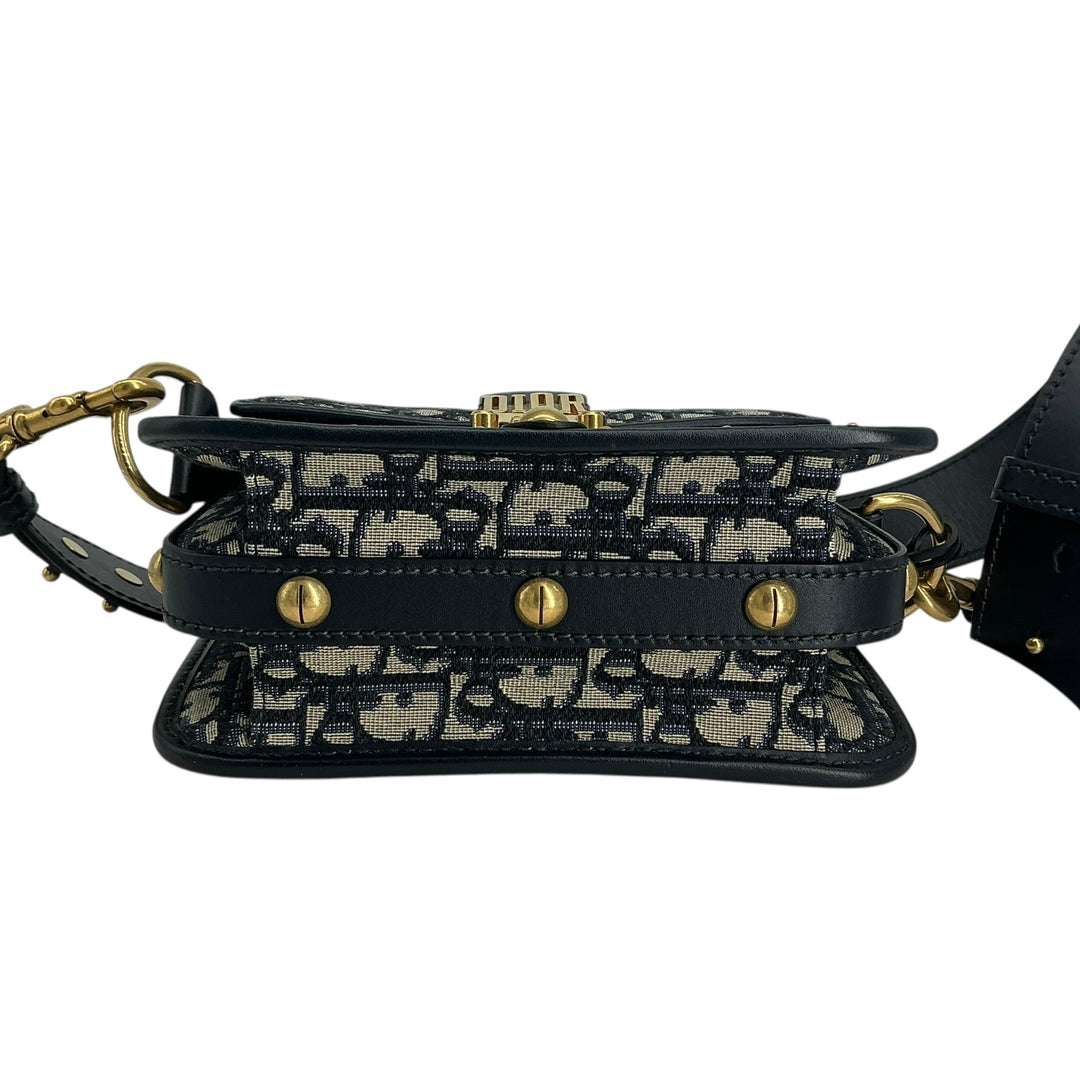 Christian Dior Oblique DiorAddict Square Flap Bag Navy Blue