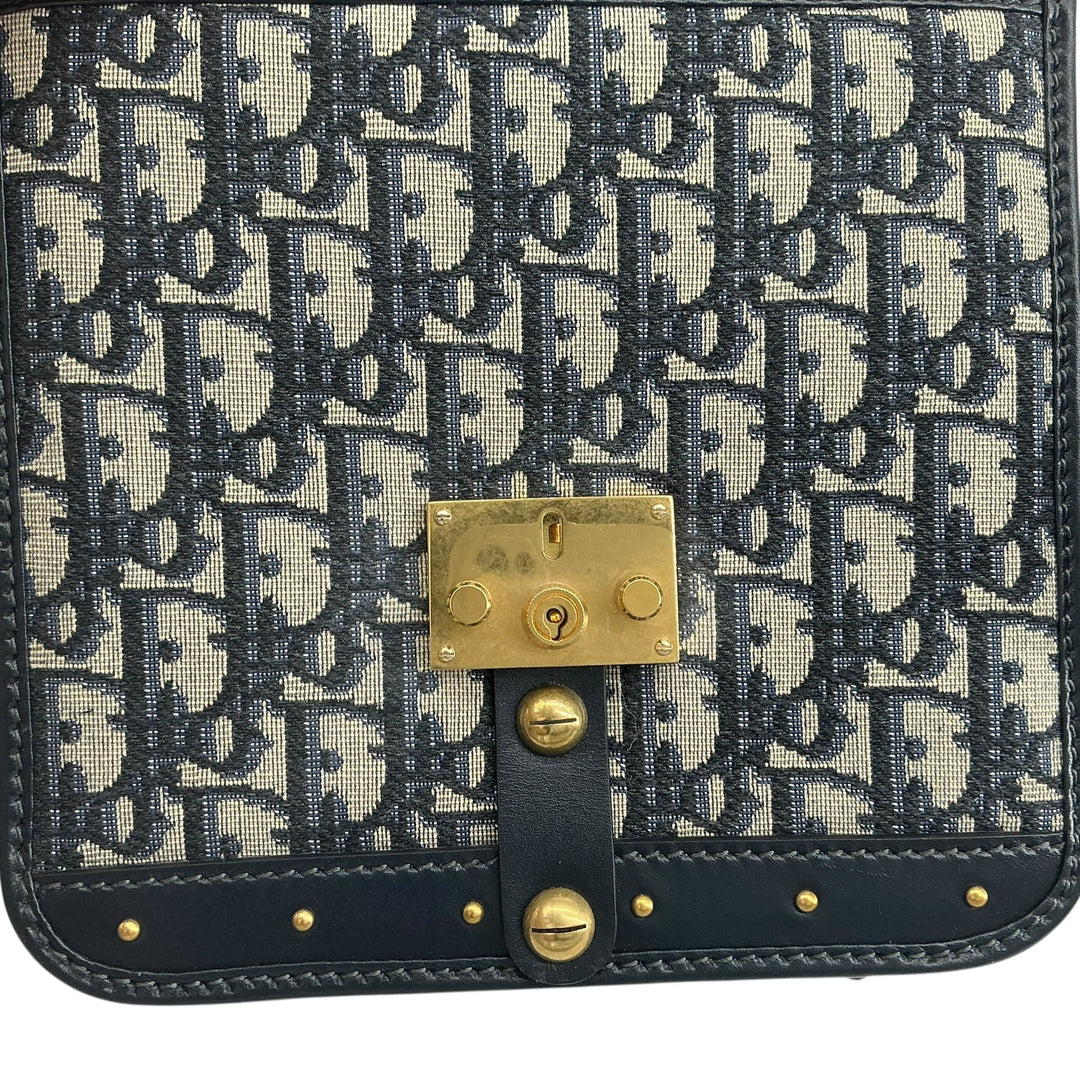Christian Dior Oblique DiorAddict Square Flap Bag Navy Blue