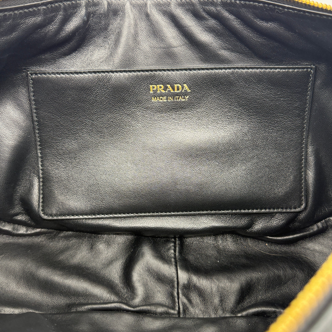 Prada Demi-Lune Large Leather Shoulder Bag Black | Authentic Luxury Handbag
