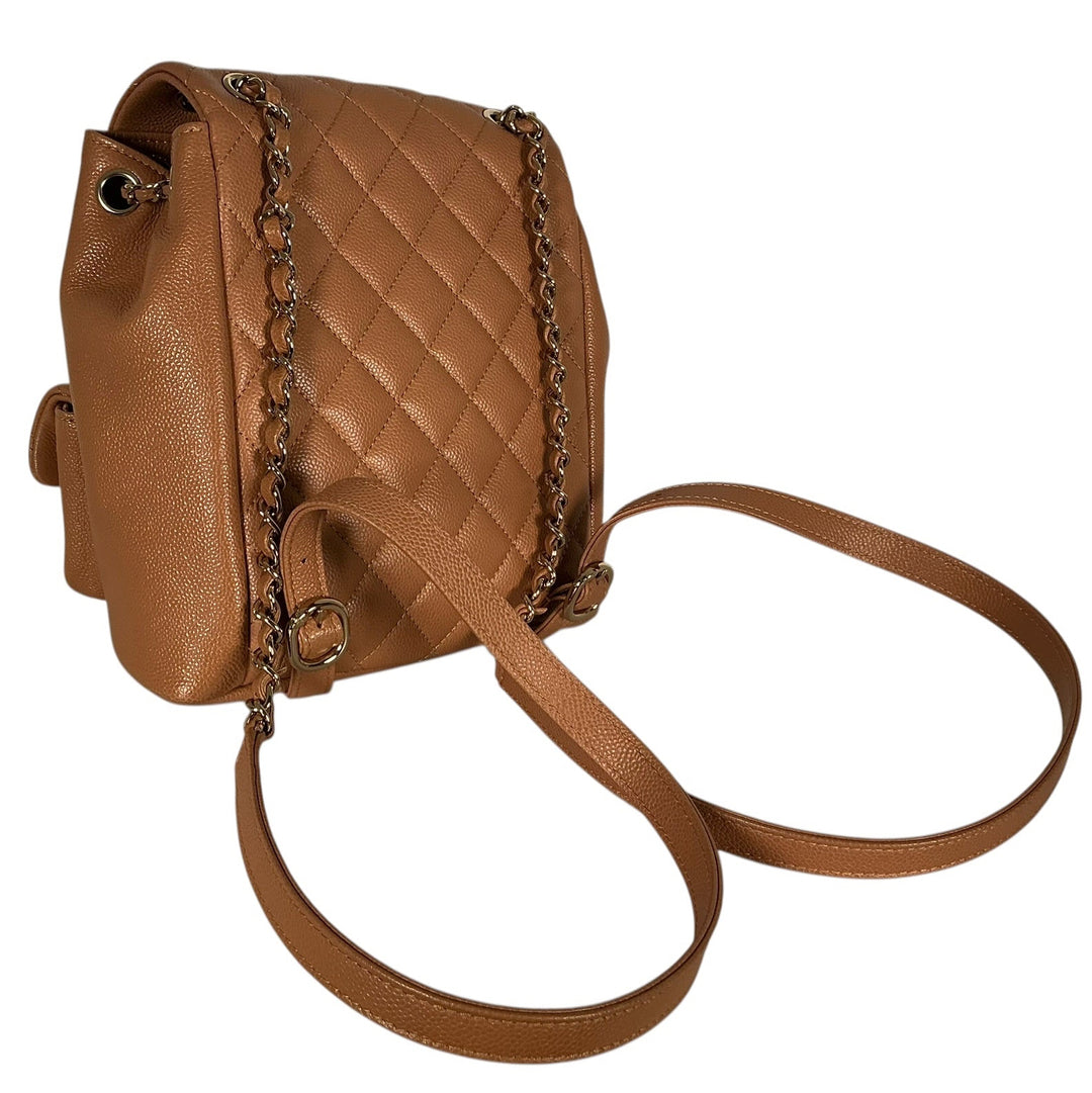 Chanel Duma Pockets Drawstring Backpack Quilted Caviar Small