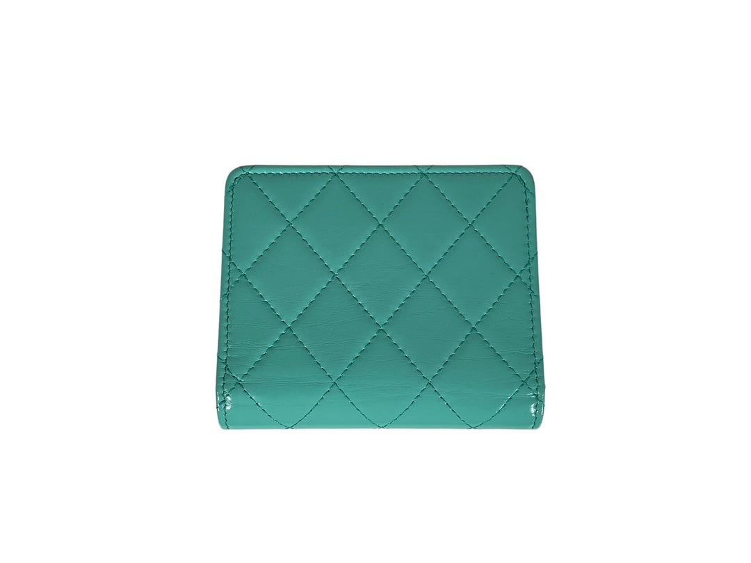 Chanel Flap Card Holder Shiny Calfskin Turquoise