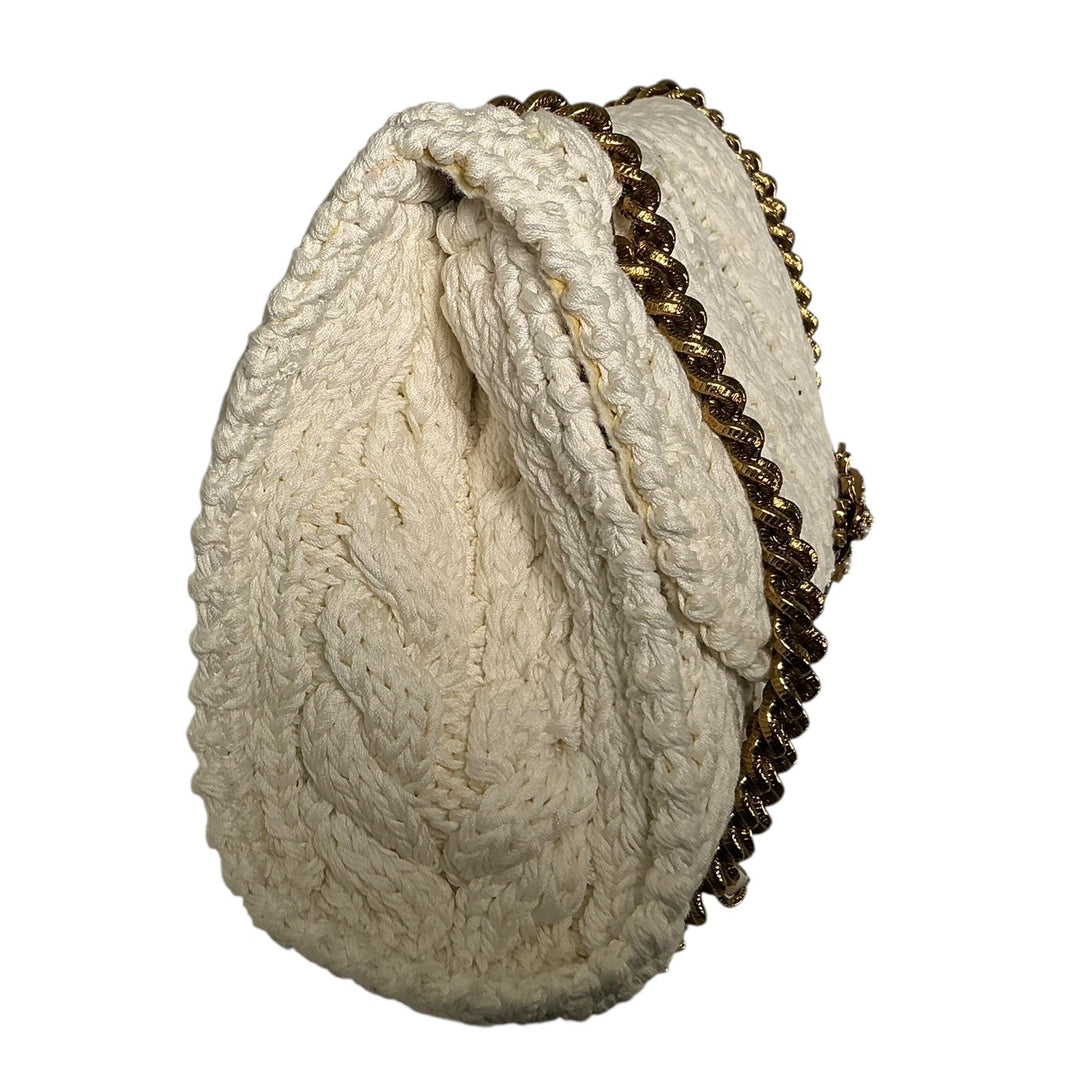 Dolce & Gabbana Large Knit Devotion Shoulder Bag White