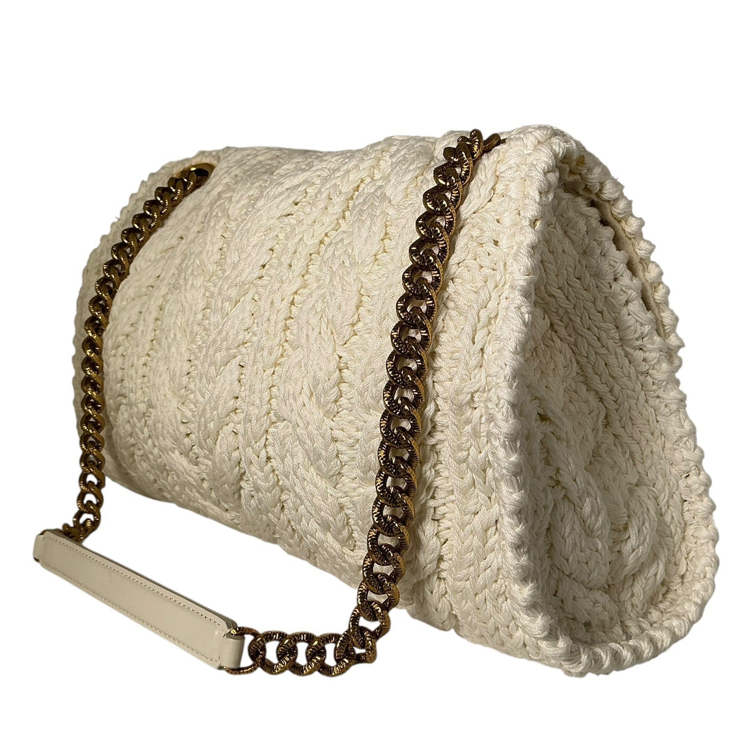 Dolce & Gabbana Large Knit Devotion Shoulder Bag White