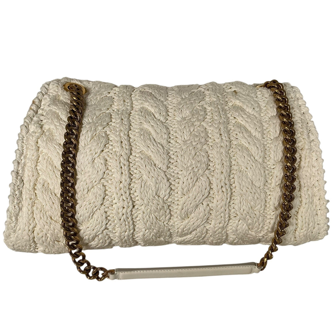 Dolce & Gabbana Large Knit Devotion Shoulder Bag White