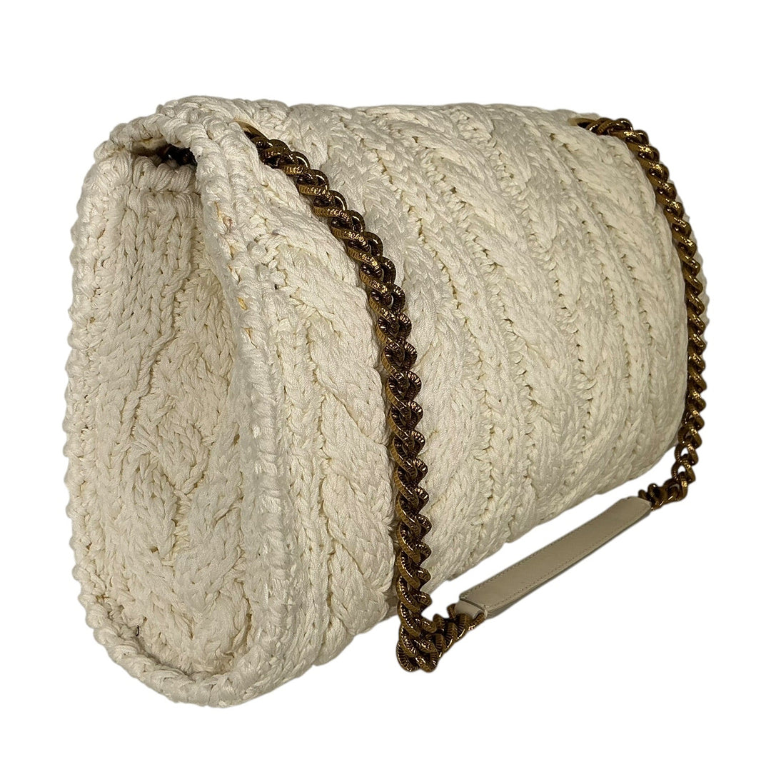 Dolce & Gabbana Large Knit Devotion Shoulder Bag White