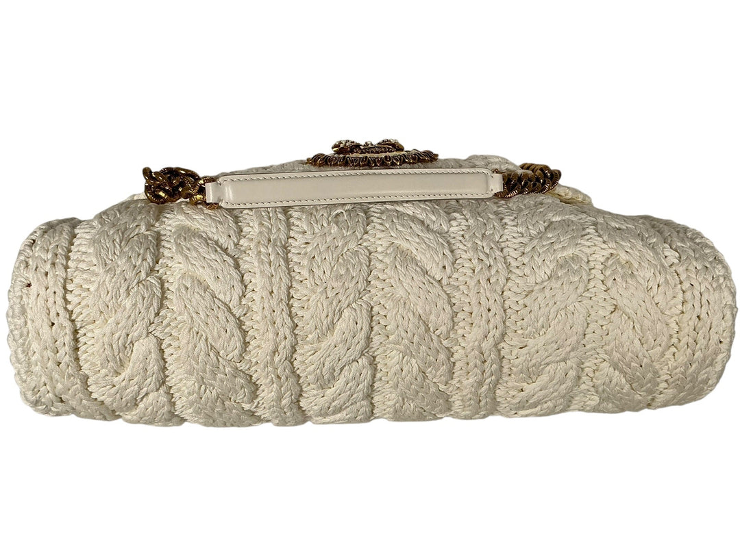 Dolce & Gabbana Large Knit Devotion Shoulder Bag White