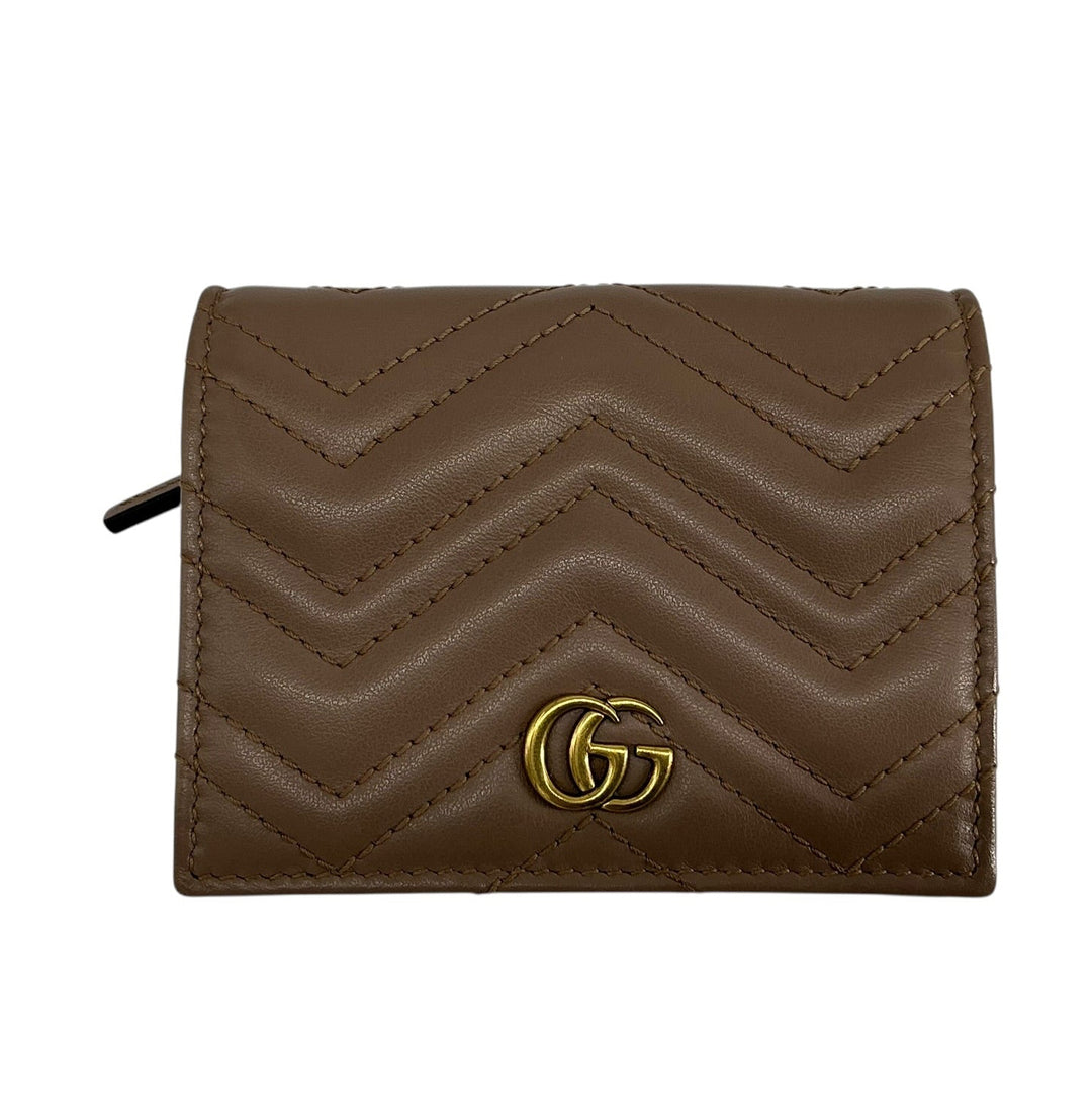 Gucci GG Marmont Matelassé Card Case Wallet Porcelain Rose