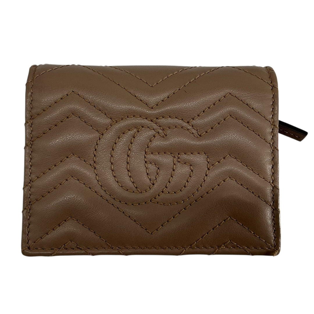 Gucci GG Marmont Matelassé Card Case Wallet Porcelain Rose