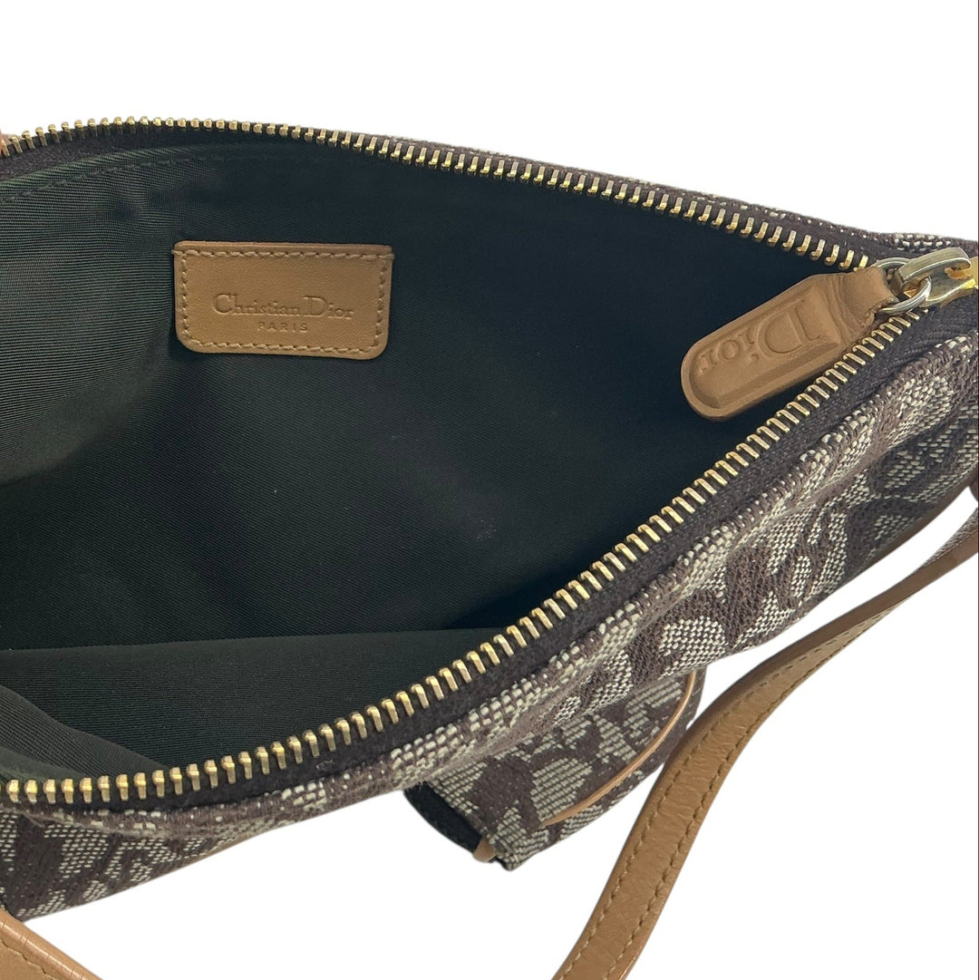 Christian Dior Vintage Diorissimo Saddle Pochette Set Tan Brown