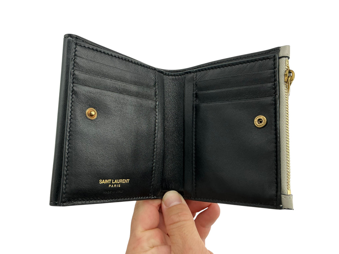 Saint Laurent Cassandre Compact Wallet Black & White
