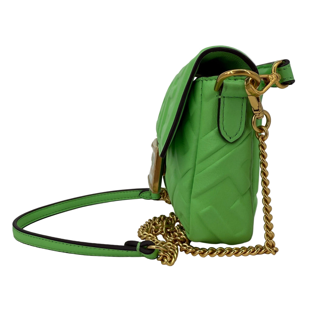 Fendi FF 1974 Embossed Mini Baguette – Tomatillo Green Nappa Leather