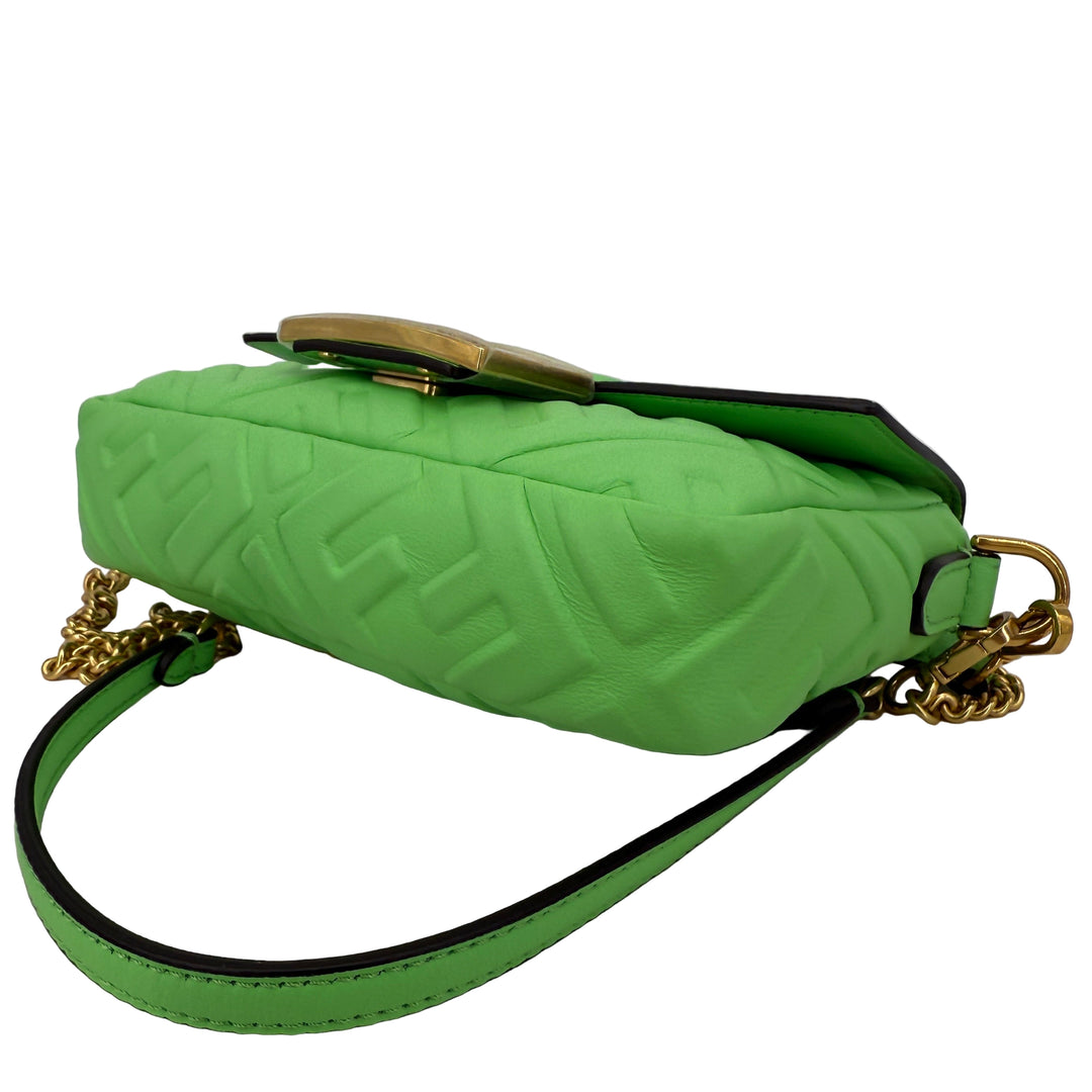 Fendi FF 1974 Embossed Mini Baguette – Tomatillo Green Nappa Leather