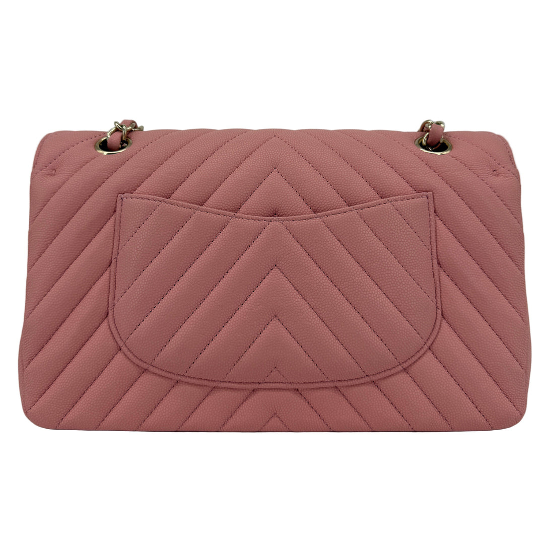 Chanel Medium Double Flap – Light Pink Chevron Caviar, Light Gold Hardware