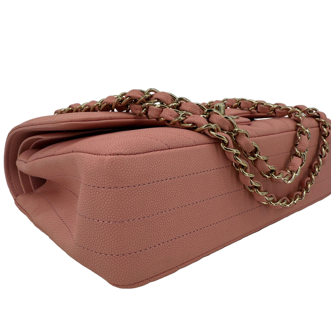 Chanel Medium Double Flap – Light Pink Chevron Caviar, Light Gold Hardware