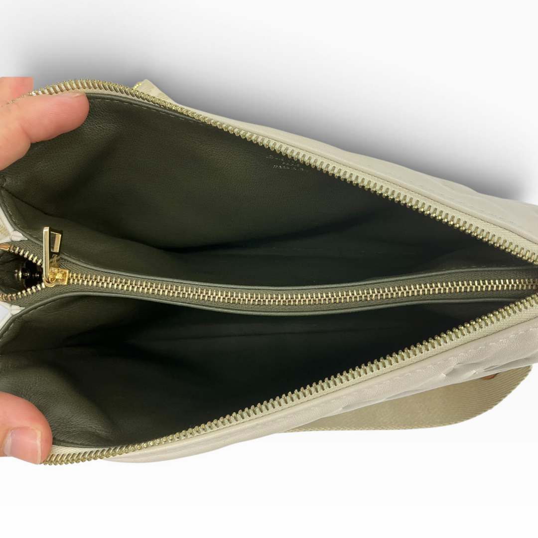 Louis Vuitton Coussin PM dark olive interior three compartment view