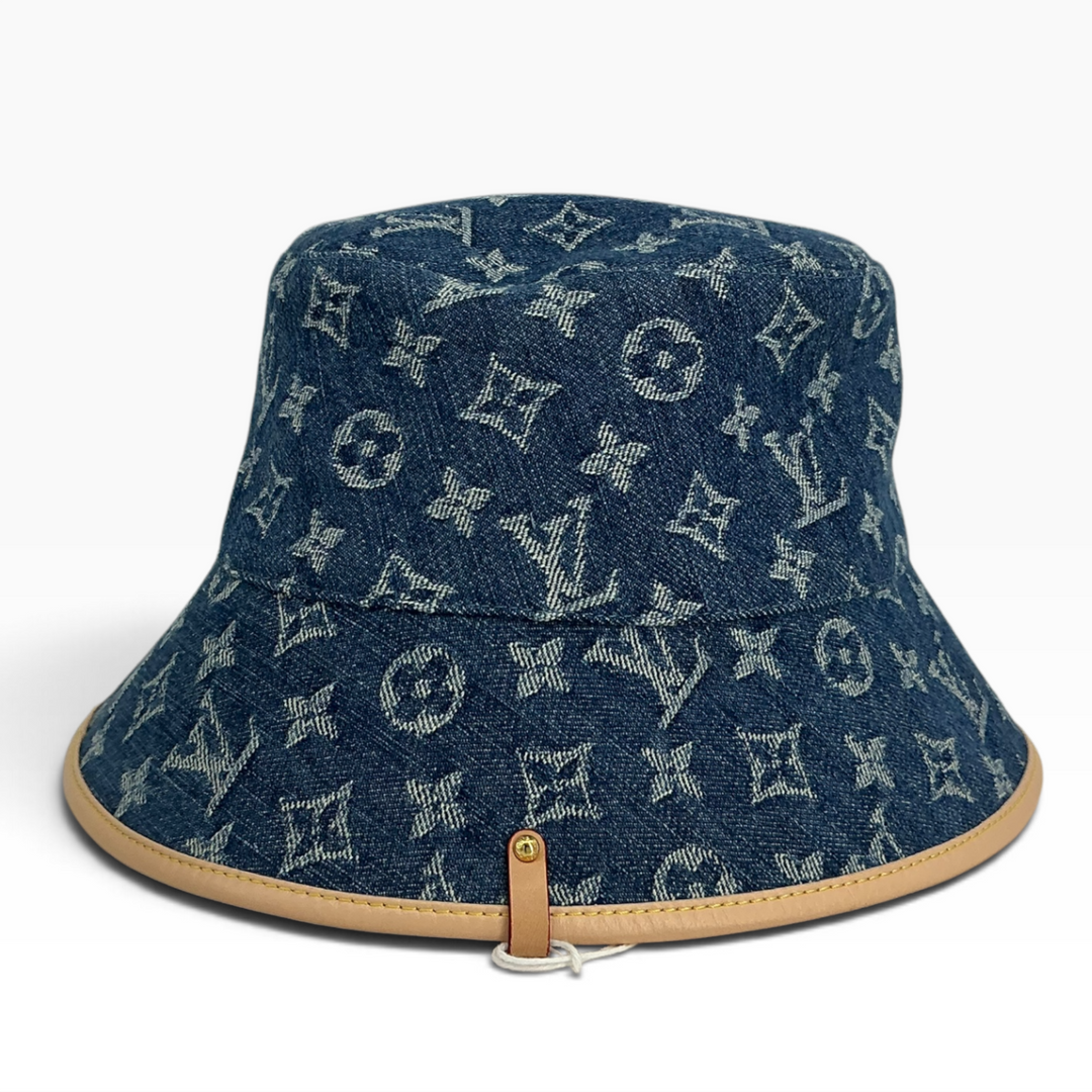 Louis Vuitton LV Remix blue Monogram denim bucket hat front view