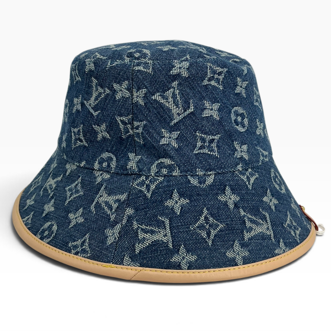 Louis Vuitton LV Remix Monogram denim bucket hat side view