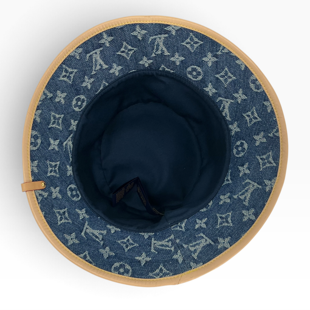 Louis Vuitton LV Remix Monogram denim bucket hat underside condition