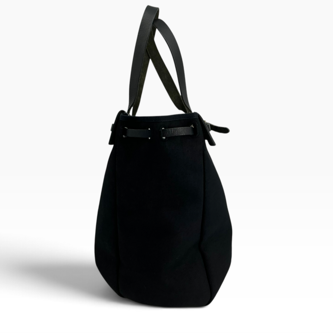 Hermès Herbag Cabas MM black toile side profile