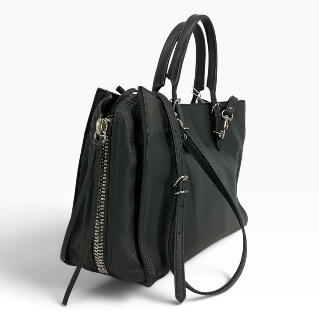 Balenciaga Papier A6 grey leather front and side detail
