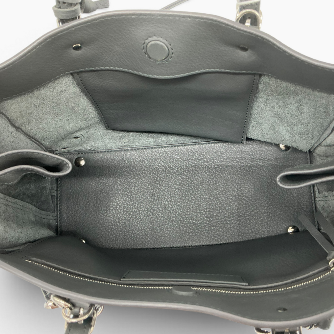 Balenciaga Papier A6 grey suede interior and hanging pocket