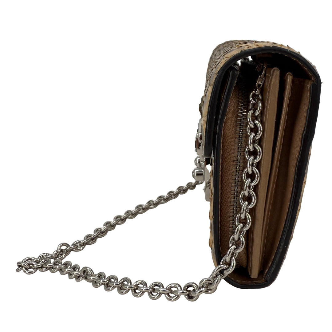 Gucci Brown Python Wallet on Chain with Silver Hardware | LuxLoveLouis