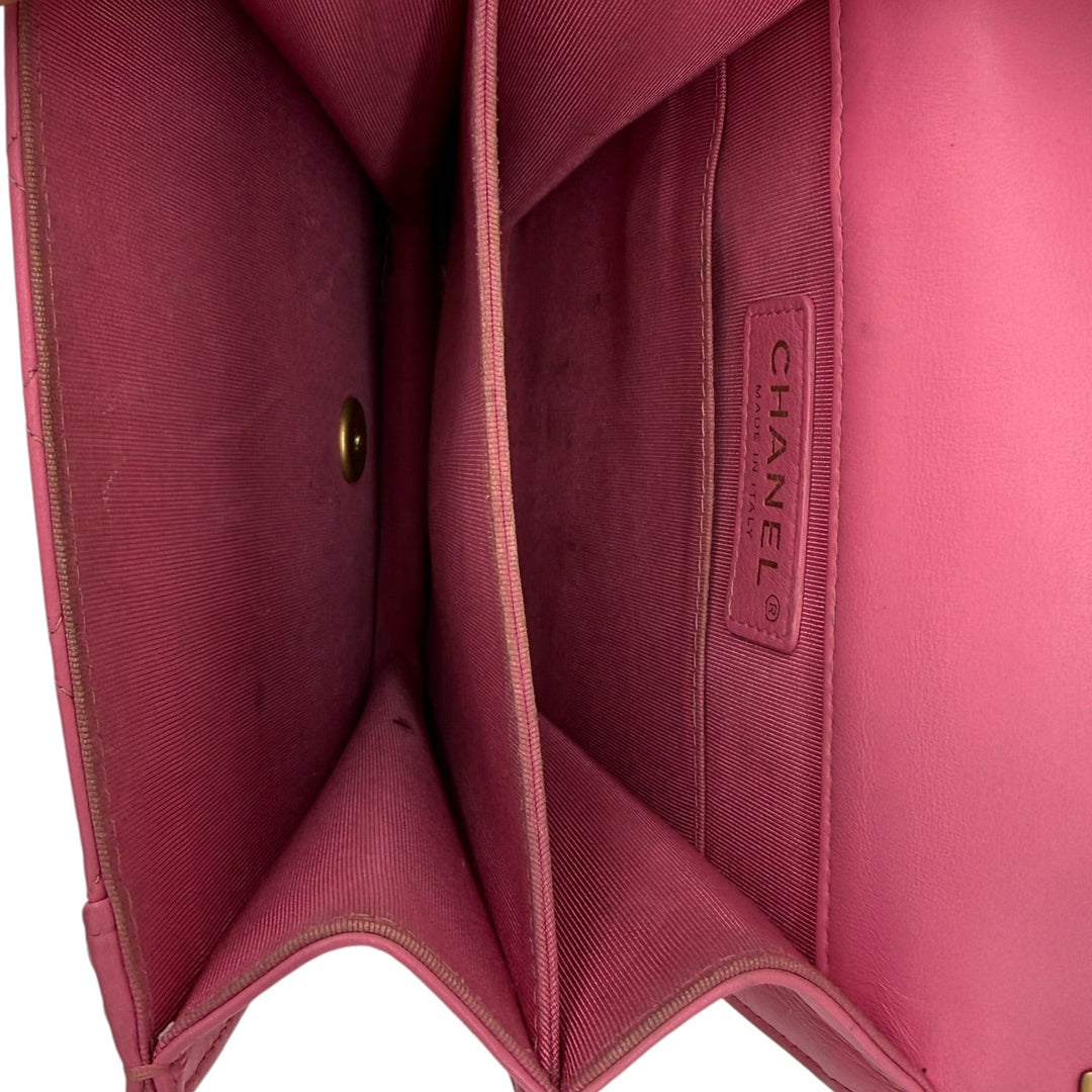 Chanel North/South Boy Bag Pink Quilted Leather