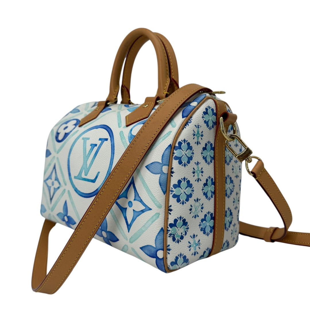 Louis Vuitton Monogram Tiles By The Pool Speedy Bandoulière 25 Lagoon Blue